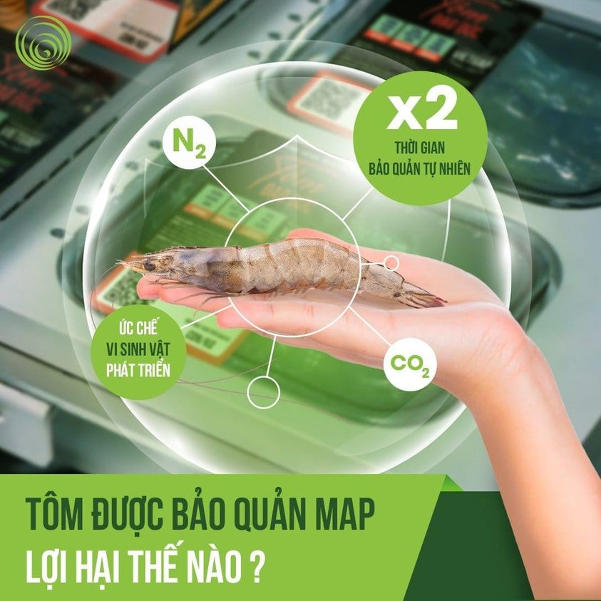 TÔM ĐƯỢC BẢO QUẢN THEO CÔNG NGHỆ MAP SẼ TỐT NHƯ THẾ NÀO?